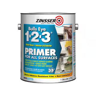 Zinsser Bulls Eye 1-2-3 1 Gal. White Water-Based Interior/Exterior Primer and Sealer (4-Pack) | The Home Depot