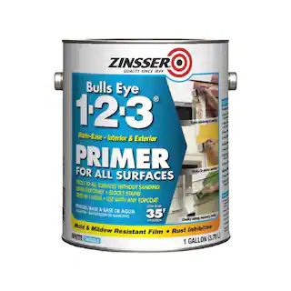 Zinsser Bulls Eye 1-2-3 1 Gal. White Water-Based Interior/Exterior Primer and Sealer-2001 - The H... | The Home Depot