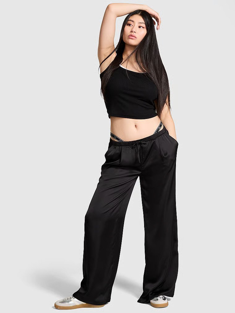 Buy Satin Pull-On Trouser Pants, Ganache Leopard - Order Bottoms online - Victoria's Secret US | Victoria's Secret (US / CA )