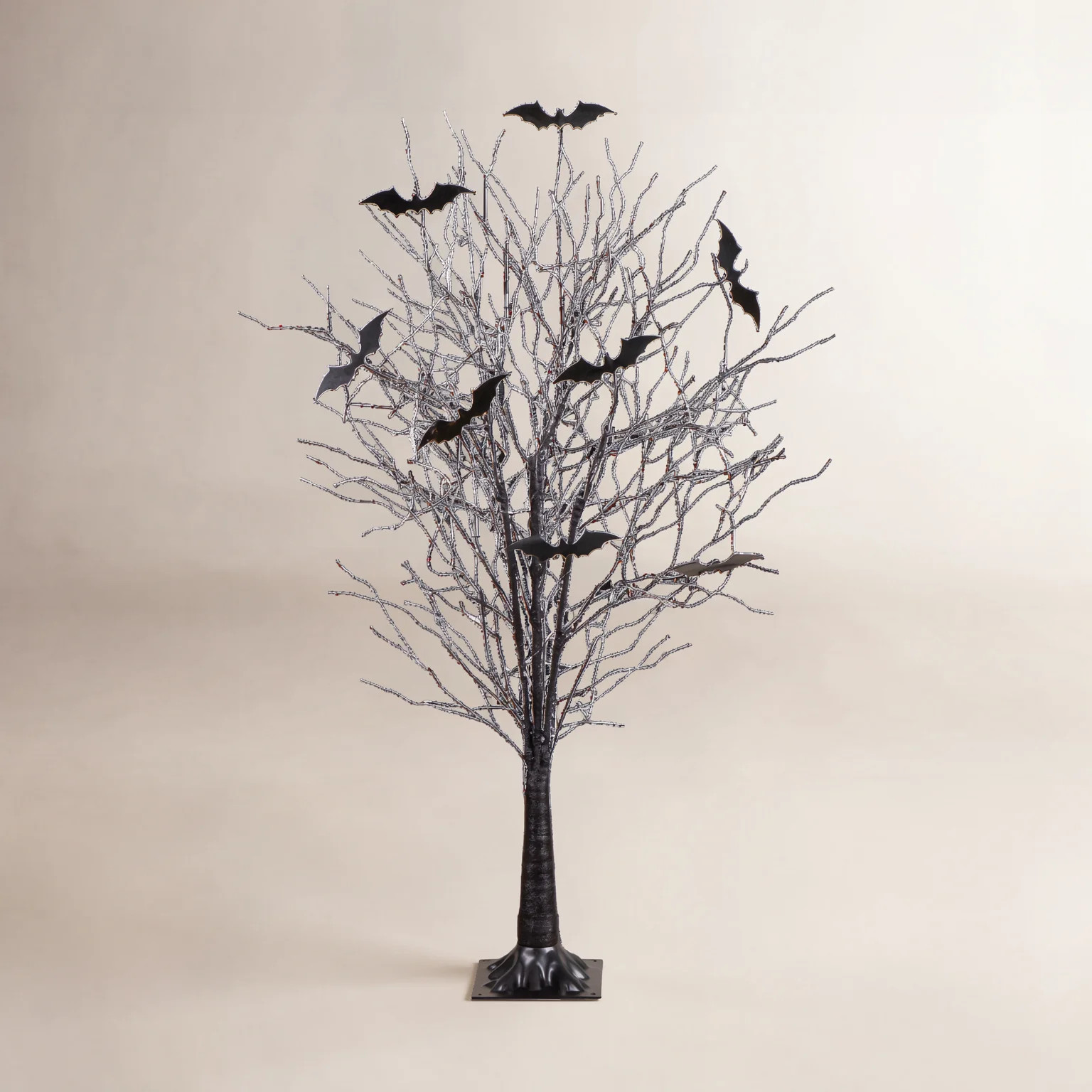 Pre-Lit Artificial Halloween Black Twig Tree With Bats And 50 Warm White LED Lights | Wayfair North America
