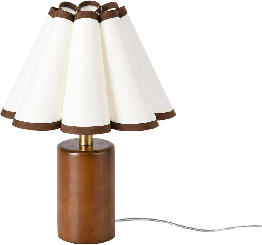 KUNJOULAM Mini Pleated Table Lamp, Modern Bedside Nightstand Lamp with Fan-Shade Linen Lampshade,... | Amazon (US)