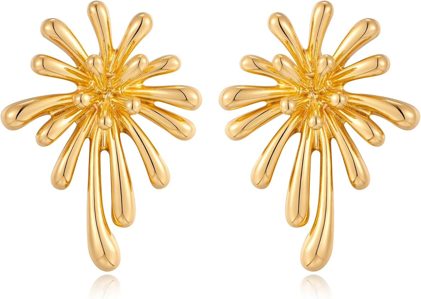 Geometric Earrings Statement Stud Earrings for Women Gifts 14K Gold Plated | Amazon (US)