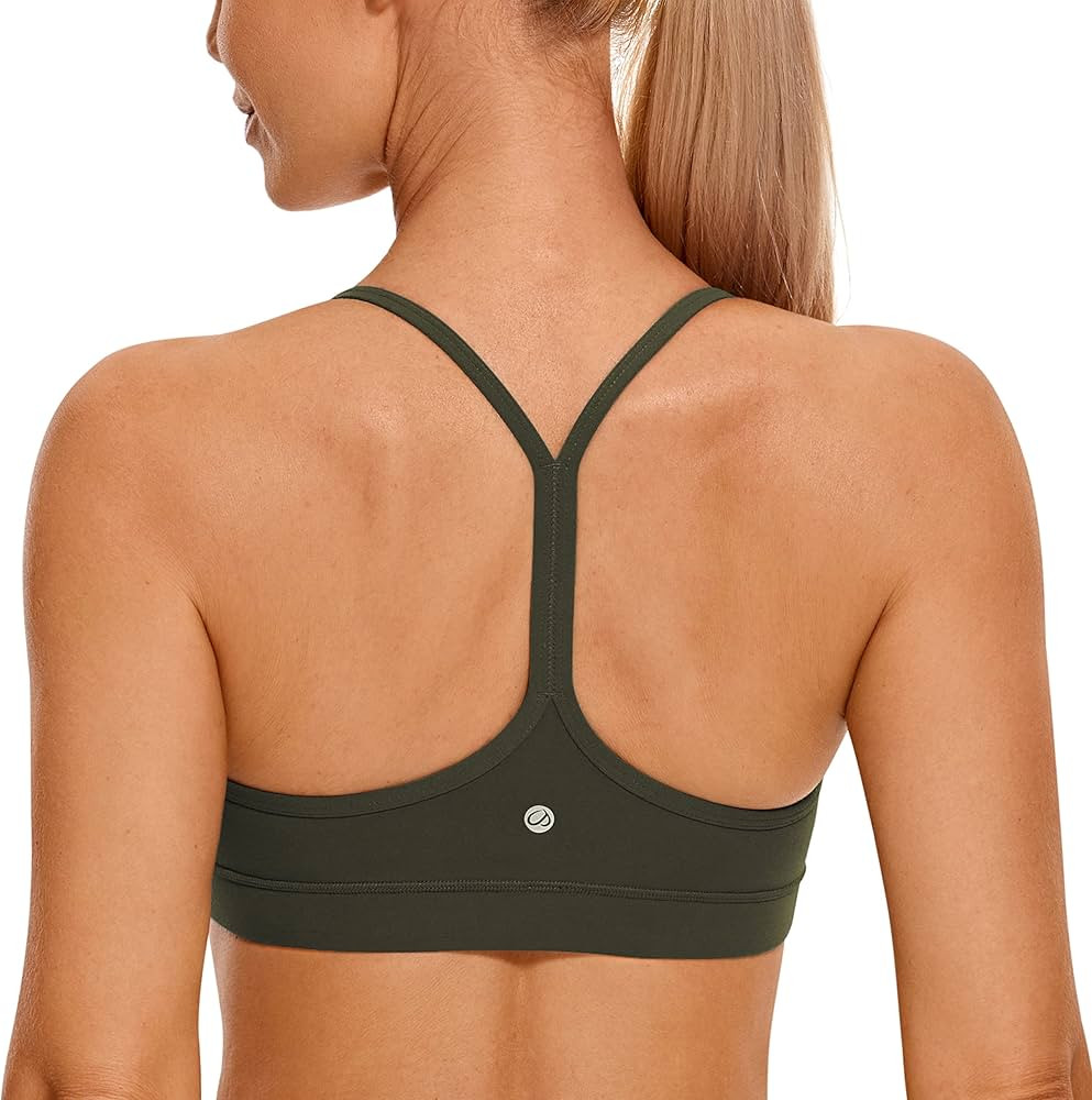 CRZ YOGA Womens Butterluxe Y Back Sports Bra - Padded Racerback Low Impact Spaghetti Thin Strap B... | Amazon (US)