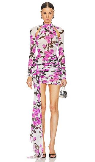 Wrap Layer Printed Mini Dress in White & Pink | Revolve Clothing (Global)