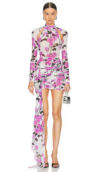 Wrap Layer Printed Mini Dress in White & Pink | Revolve Clothing (Global)