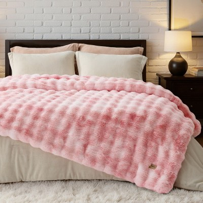 Bedsure GentleSoft Fluffy Fuzzy Queen Blanket - Soft Cozy Fleece Faux Fur, Pink Decor Minky Velvet Couch Cover, Unisex Birthday Gift, 480GSM, Pink Dog | Target