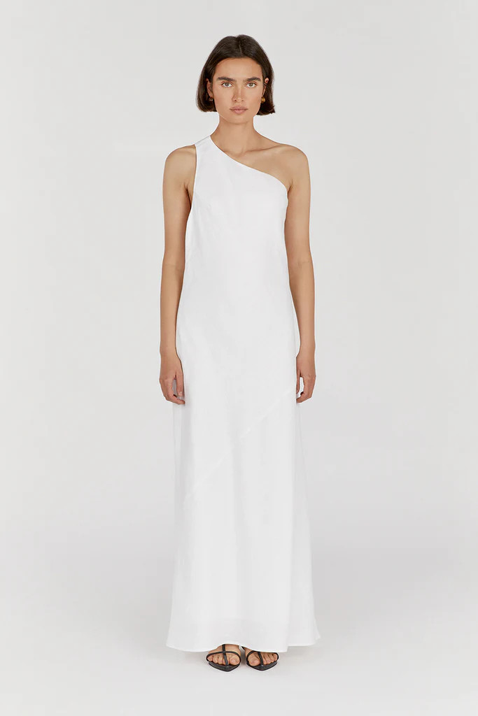 ADDISON WHITE LINEN AYSM MAXI DRESS | DISSH