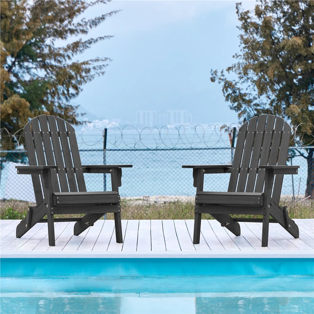 Bennir Fir Foldable Outdoor Adirondack Set (Set of 2) | Wayfair North America