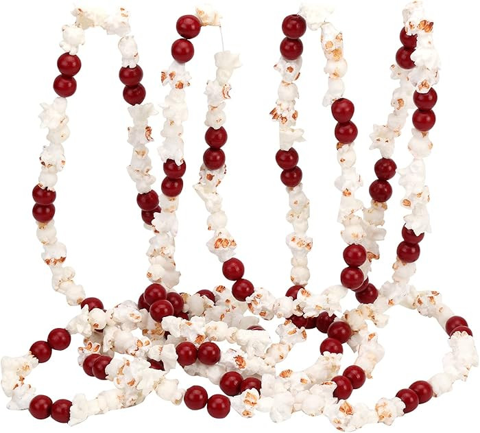 TFTAFAN 12 feet Christmas Tree Garland Artificial Popcorn Garlands Bead Garland Xmas Holiday Vint... | Amazon (US)
