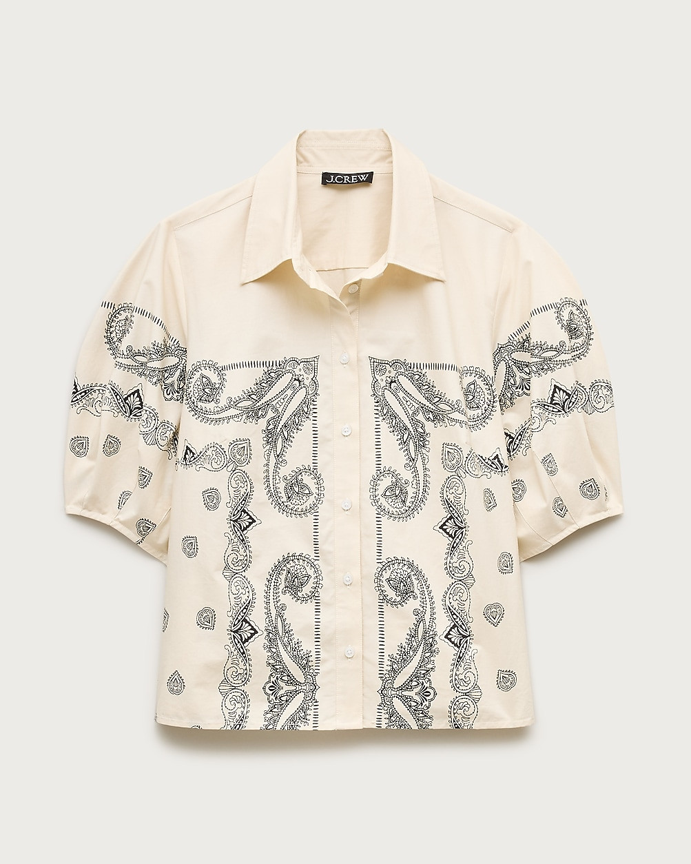Bell-sleeve button-up shirt in bandana print | J. Crew US