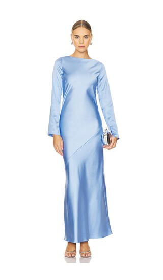 Gramercy Maxi Dress in Steel Blue Long Sleeve Blue Dress With Sleeves Winter Gown Fall Gown Revolve | Revolve Clothing (Global)