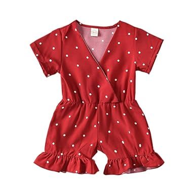 Ninstar Kids Toddler Girls Polka Dot Clothes, Tube Short Sleeve Onesies Bodysuit Jumpsuit Shorts ... | Amazon (US)