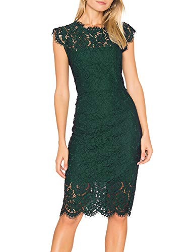 MEROKEETY Women's Sleeveless Lace Floral Elegant Cocktail Dress Crew Neck Knee Length for Party | Amazon (US)