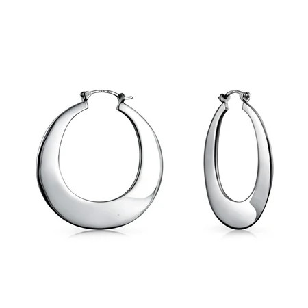 Bling Jewelry Womens Simple Large Hoop Huggie Earrings Sterling Silver Hinged Notched Post 1.25 Inch | Walmart (US)