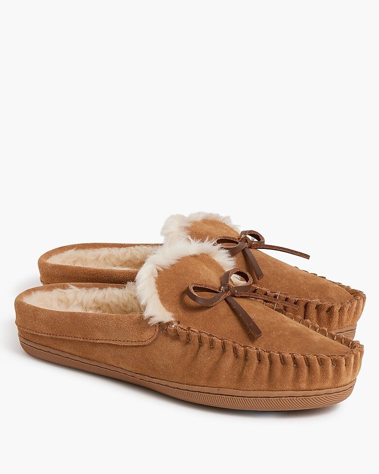 Slip-on suede shearling slippers | J.Crew Factory