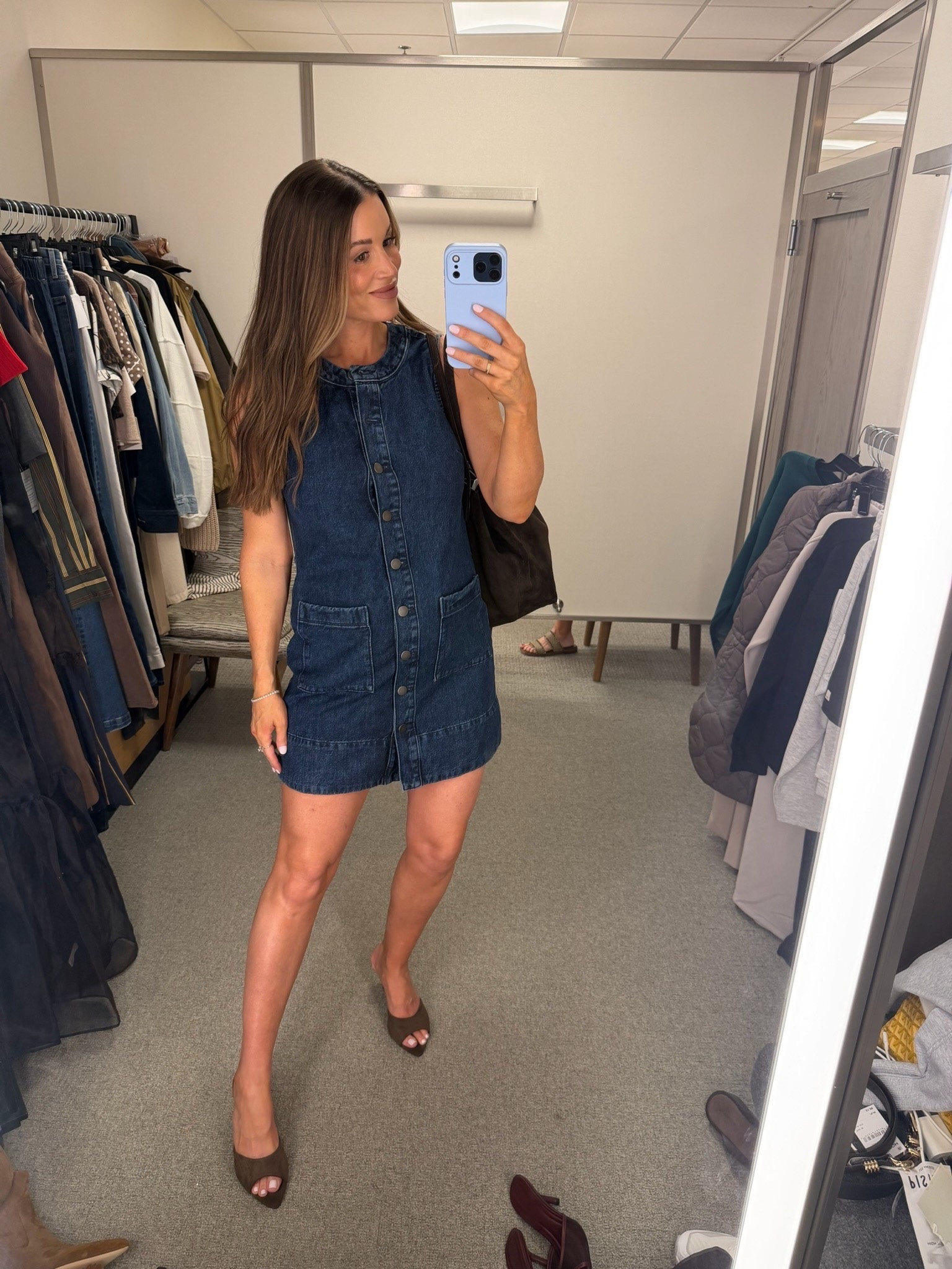 Super cute denim sheath dress that’s perfect and can take you from summer into fall! 

Pair with brown knee high boots, booties, or a pair of kitten heels like I have styled here. 🤎

#LTKBump #LTKSeasonal #LTKootd