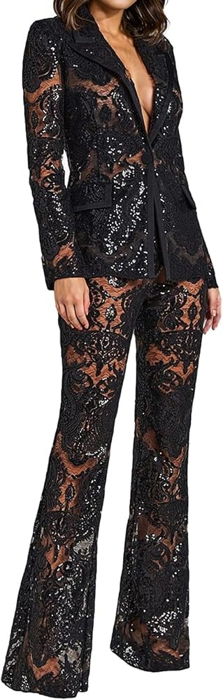 BELLA BARNETT V-Neck Women Blazer Sets Long Sleeve lace Blazer Sets Blazer Sets | Amazon (US)