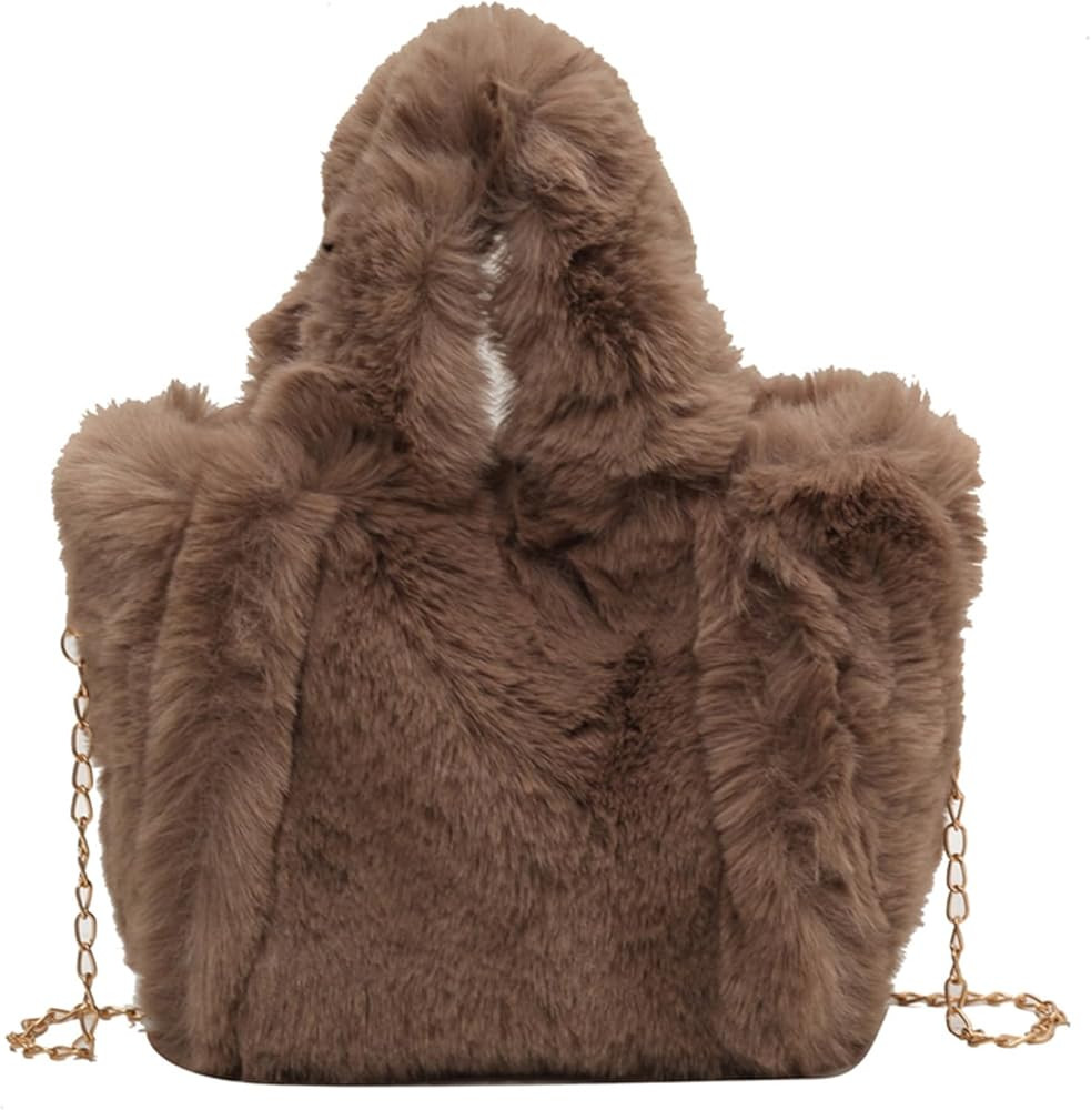 Fluffy Tote Bag Mini Faux Fur Purses for Women Winter Fuzzy Tote Soft Furry Crossbody Handbag Plu... | Amazon (US)