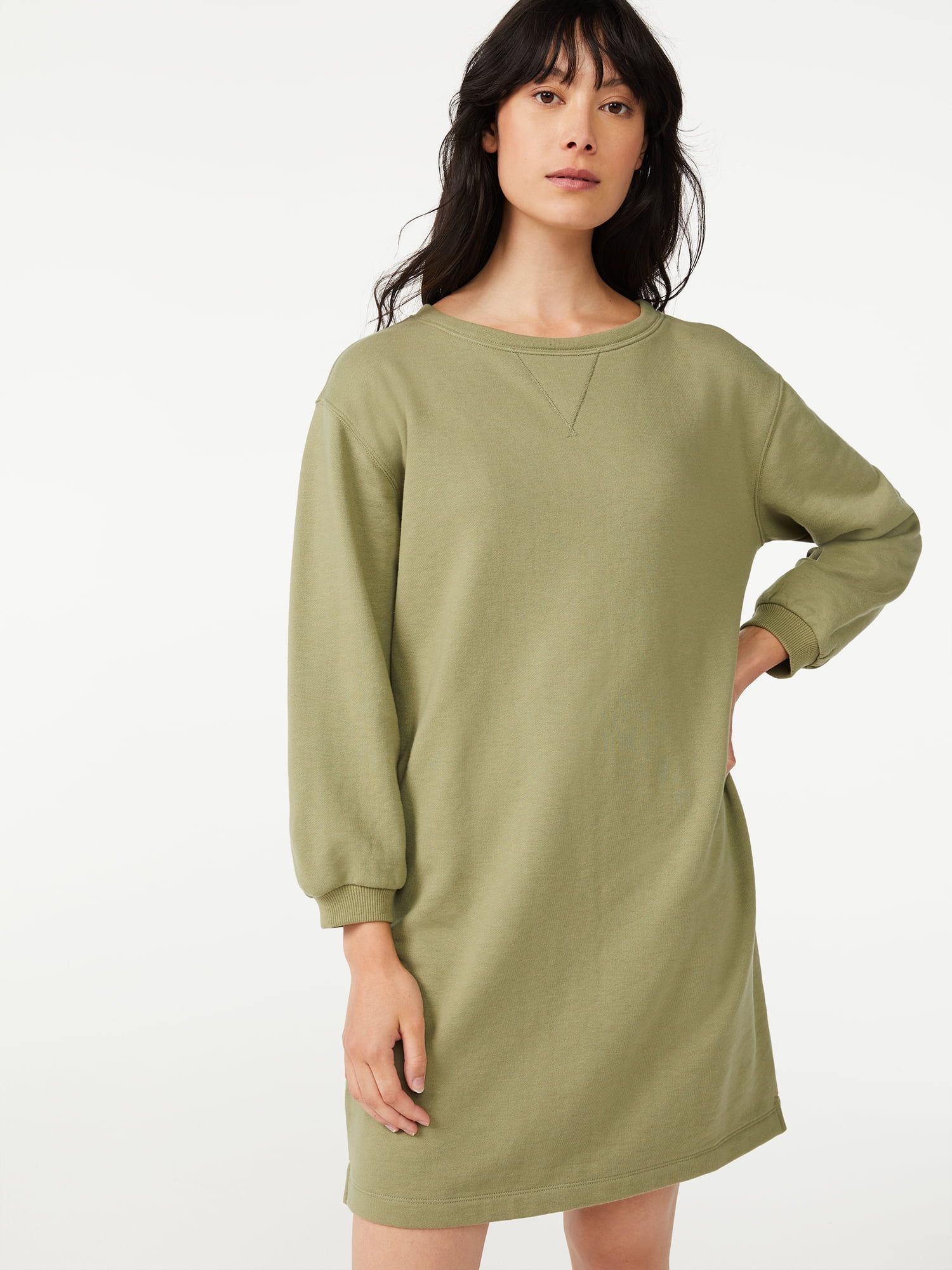 Free Assembly Women's Sweatshirt Dress - Walmart.com | Walmart (US)