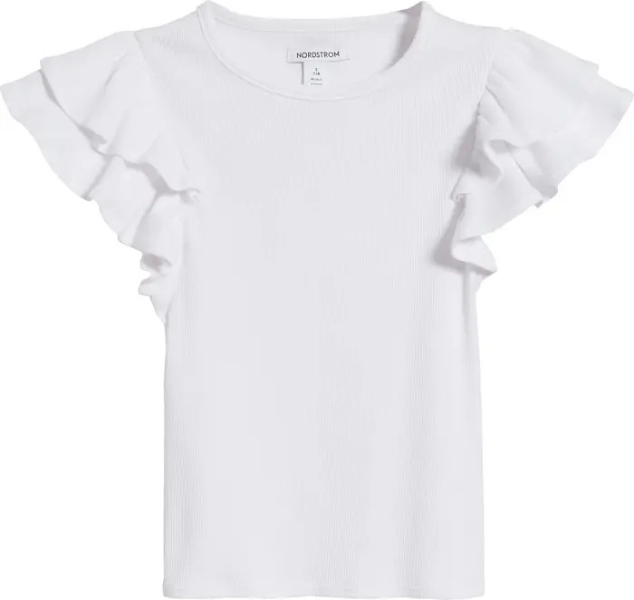 Nordstrom Kids' Flutter Sleeve Rib T-Shirt | Nordstrom | Nordstrom