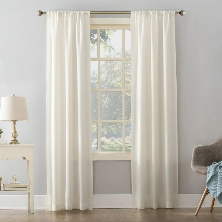 Mainstays Textured Solid Curtain Single Panel, 38" x 95", Cream - Walmart.com | Walmart (US)