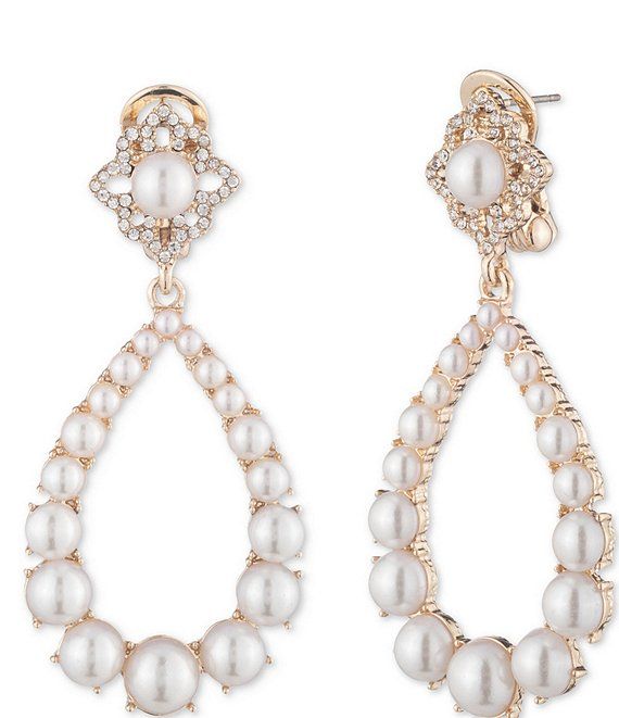 Pearl Crystal Open Drop Earrings | Dillard's