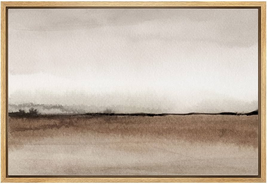 wall26 Framed Canvas Print Wall Art Minimal Brown Pastel Valley Landscape Nature Wilderness Illus... | Amazon (US)