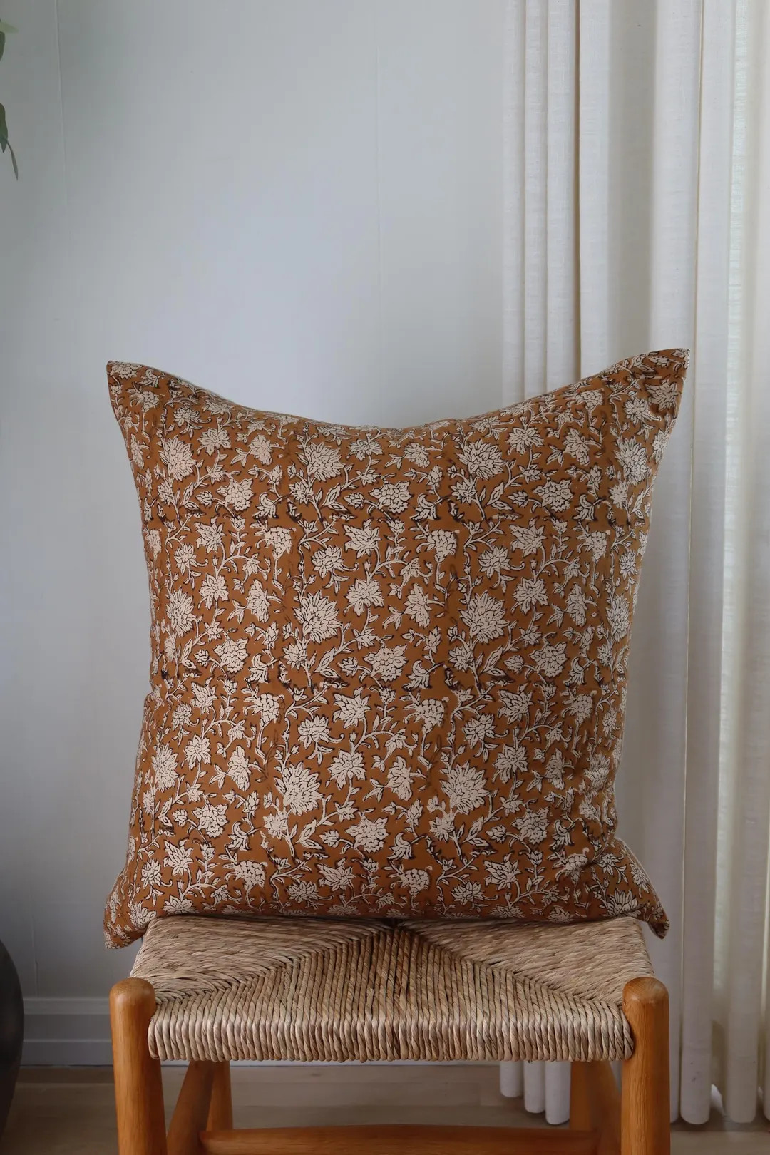 Kila - Floral Print Yellow Mustard Pillow Cover - Etsy | Etsy (US)