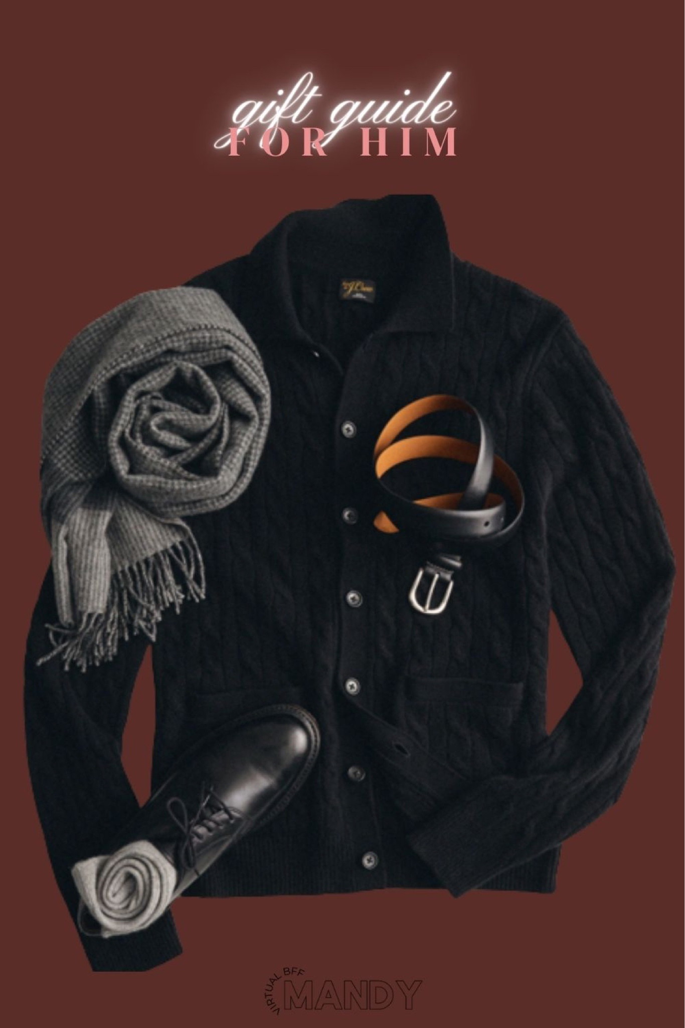 J.Crew men’s cashmere cable-knit polo cardigan sweater, cashmere scarf in tartan, Italian leather dress belt, ribbed cashmere-blend socks, and ludlow derbys. 

Men’s Gift Guidee 

#LTKGiftGuide #LTKHoliday #LTKmens