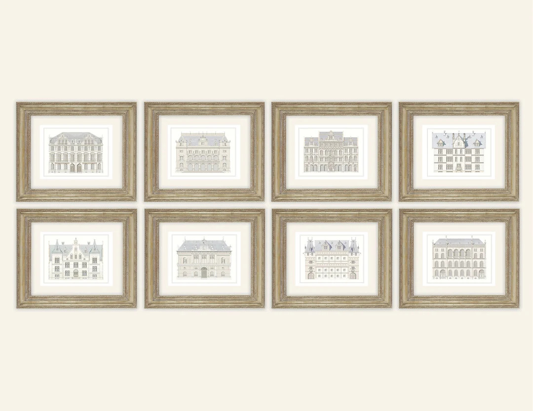 Set of 8 German Architectural Prints of Buildings in Muted Colors on Watercolor Paper | Etsy (US)