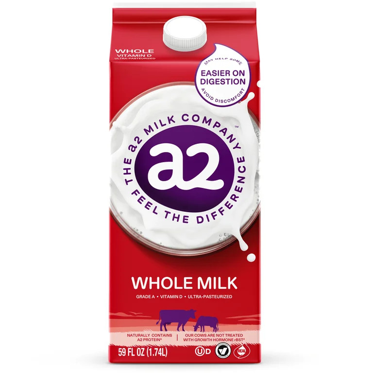 a2 Milk\u00ae Vitamin D Whole Milk, 59 oz | Walmart (US)