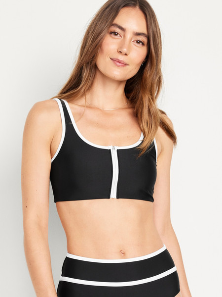 Zip-Front Bikini Swim Top | Old Navy (US)