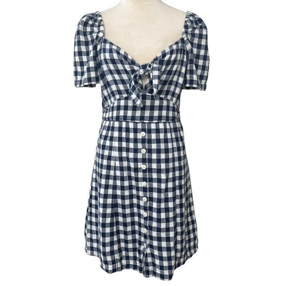 Madewell Gingham Tie-Front Cotton Swing Dress Size 8 | Poshmark