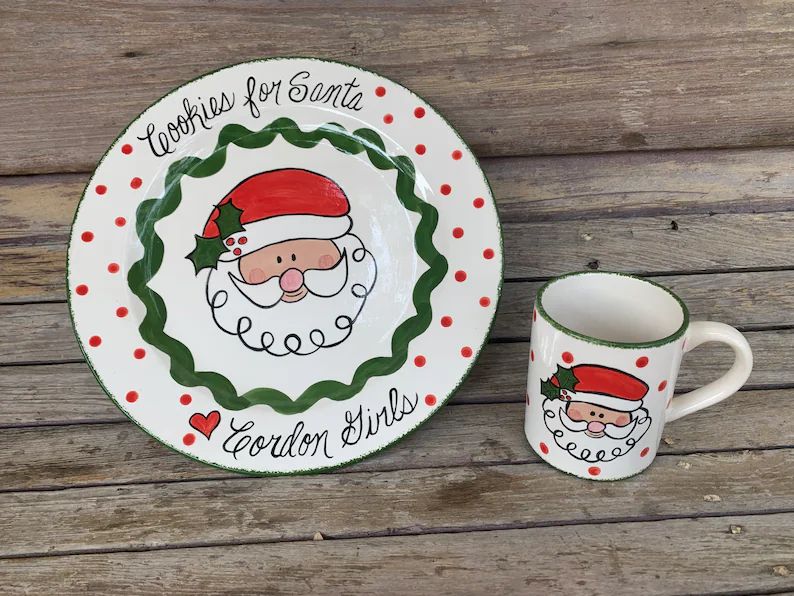 Read the full title
    Cookies and Milk for Santa Personalized Ceramic Plate and Mug- Santa Face | Etsy (US)