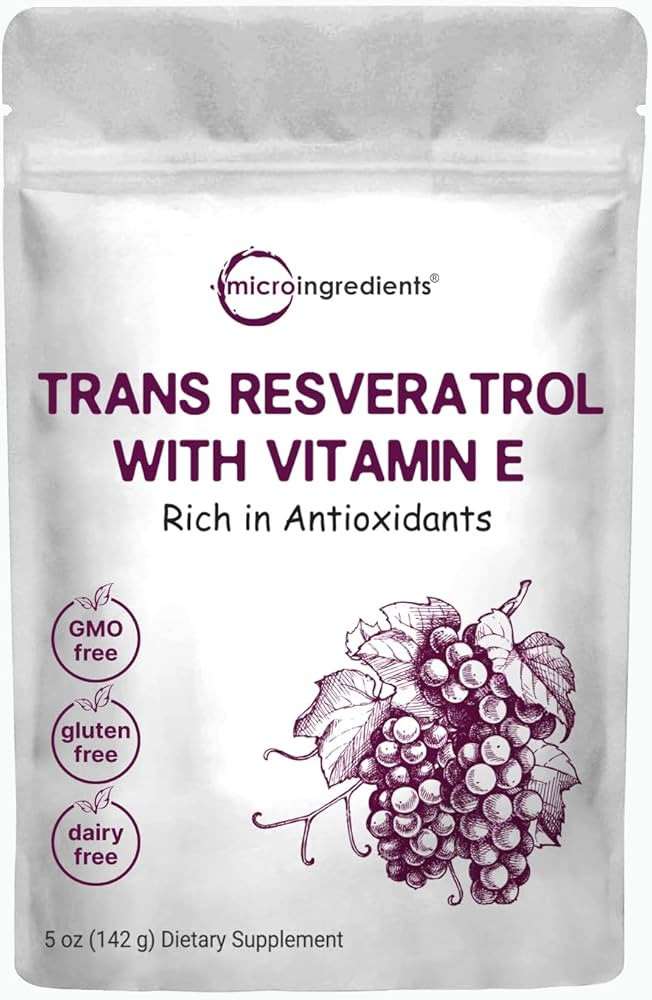 Pure Trans-Resveratrol Powder with Vitamin E, 5 Ounce, 2 in 1 Formula, Micronized Powder for Bett... | Amazon (US)