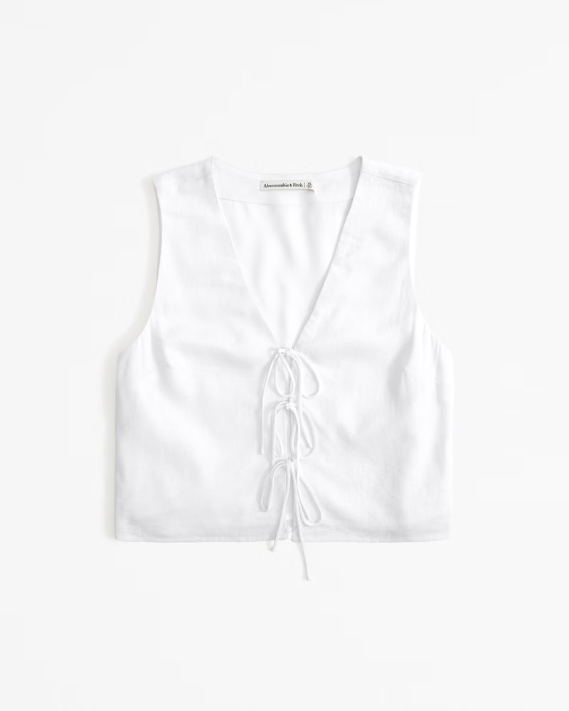 Women's Linen-Blend Tie-Front Vest Top | Women's Tops | Abercrombie.com | Abercrombie & Fitch (US)