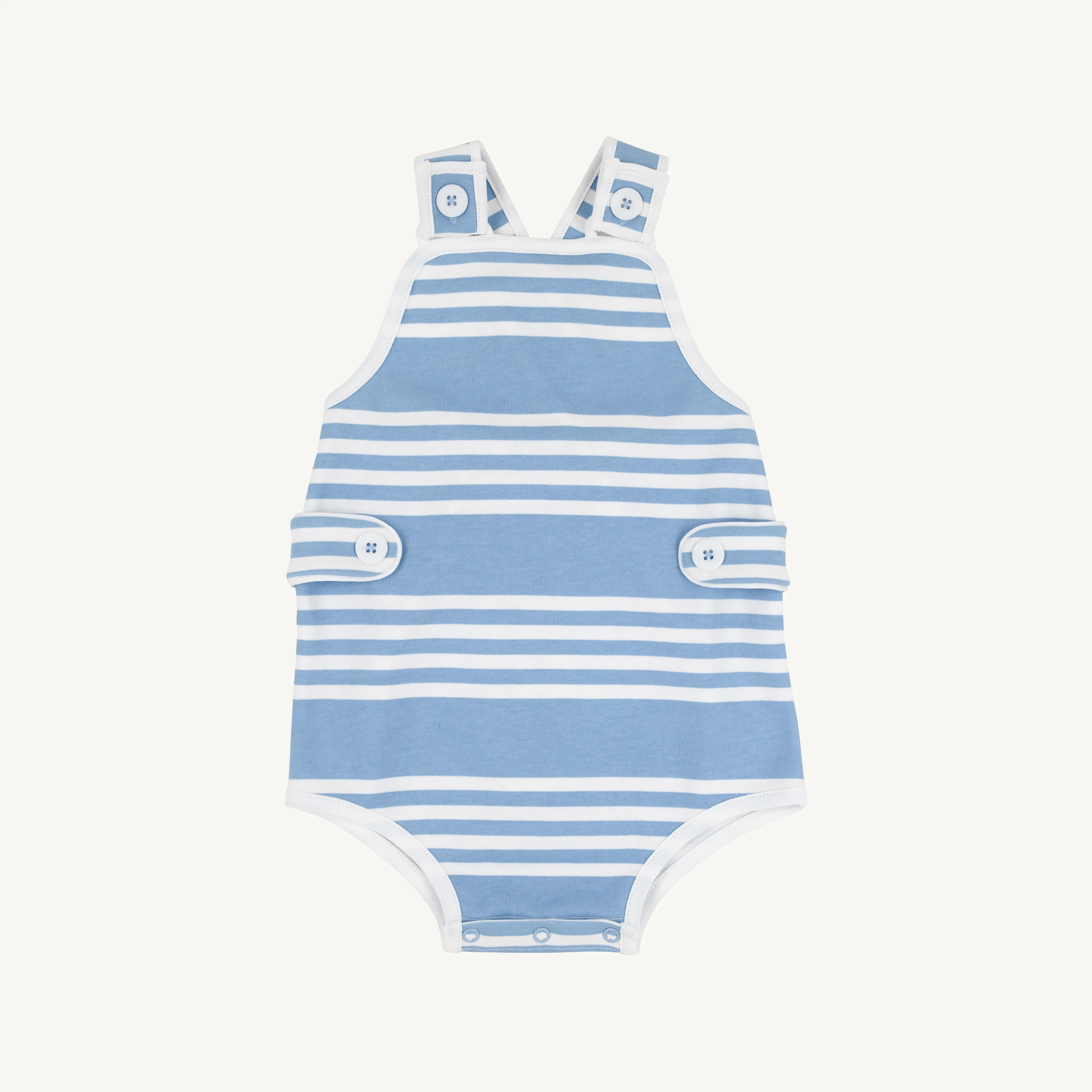 Skipper Sunsuit - Saddle Ridge Stripe (Sarasota Sky) with Worth Avenue | The Beaufort Bonnet Company