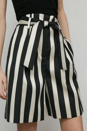 Stripe Tie Waist Short | Warehouse UK & IE