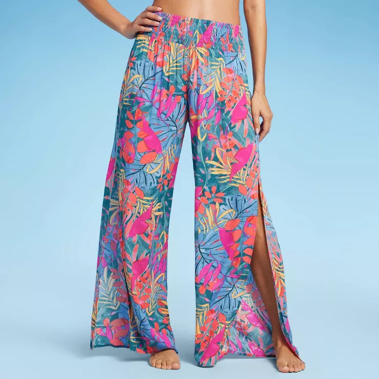 Women's Smocked Waist Side Slit Cover Up Pants - Kona Sol™ | Target