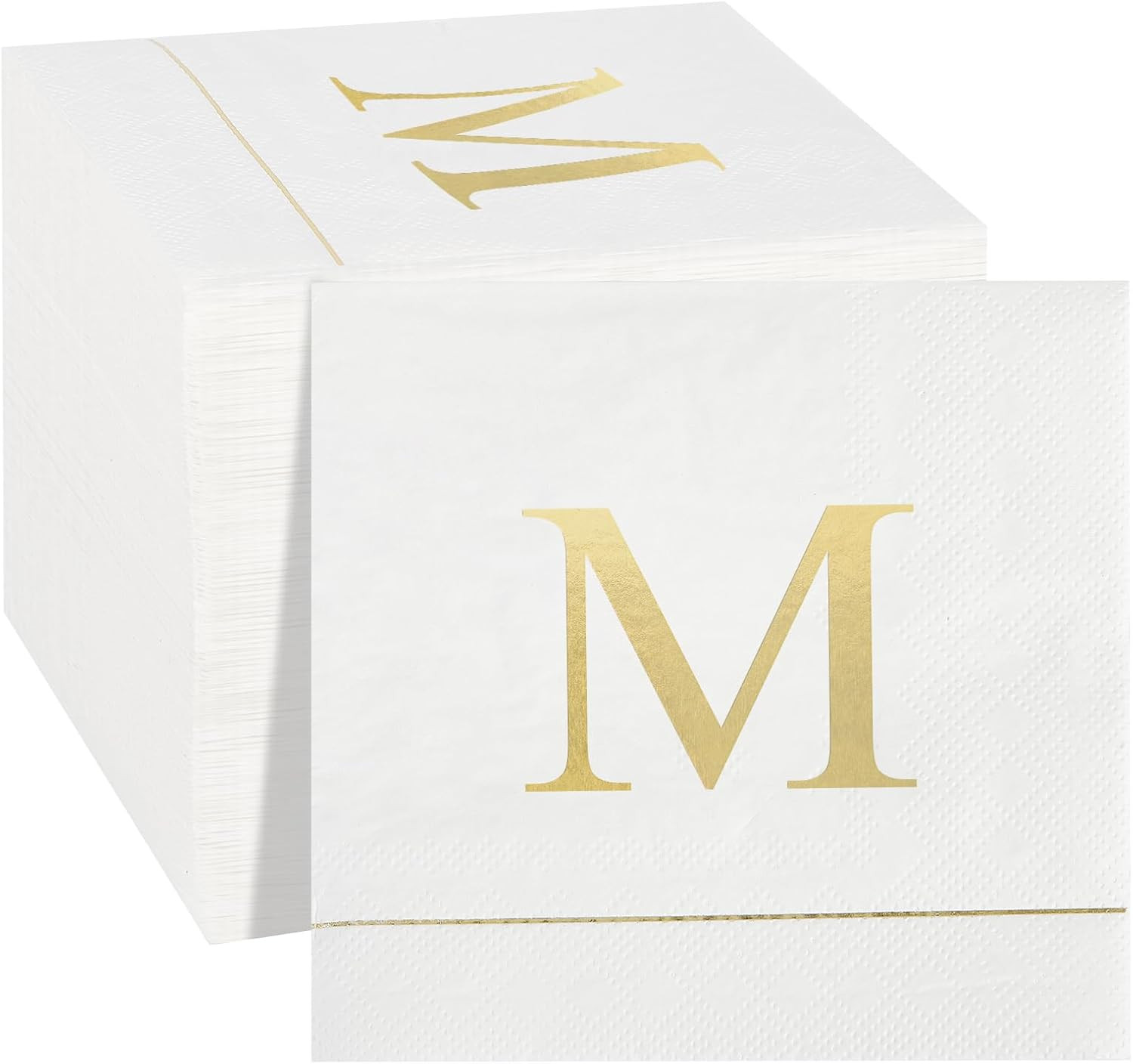 Ottin Monogrammed Letter M 120 Packs Initial Paper Cocktial Napkins 5'' Golden Foil Disposable Na... | Amazon (US)