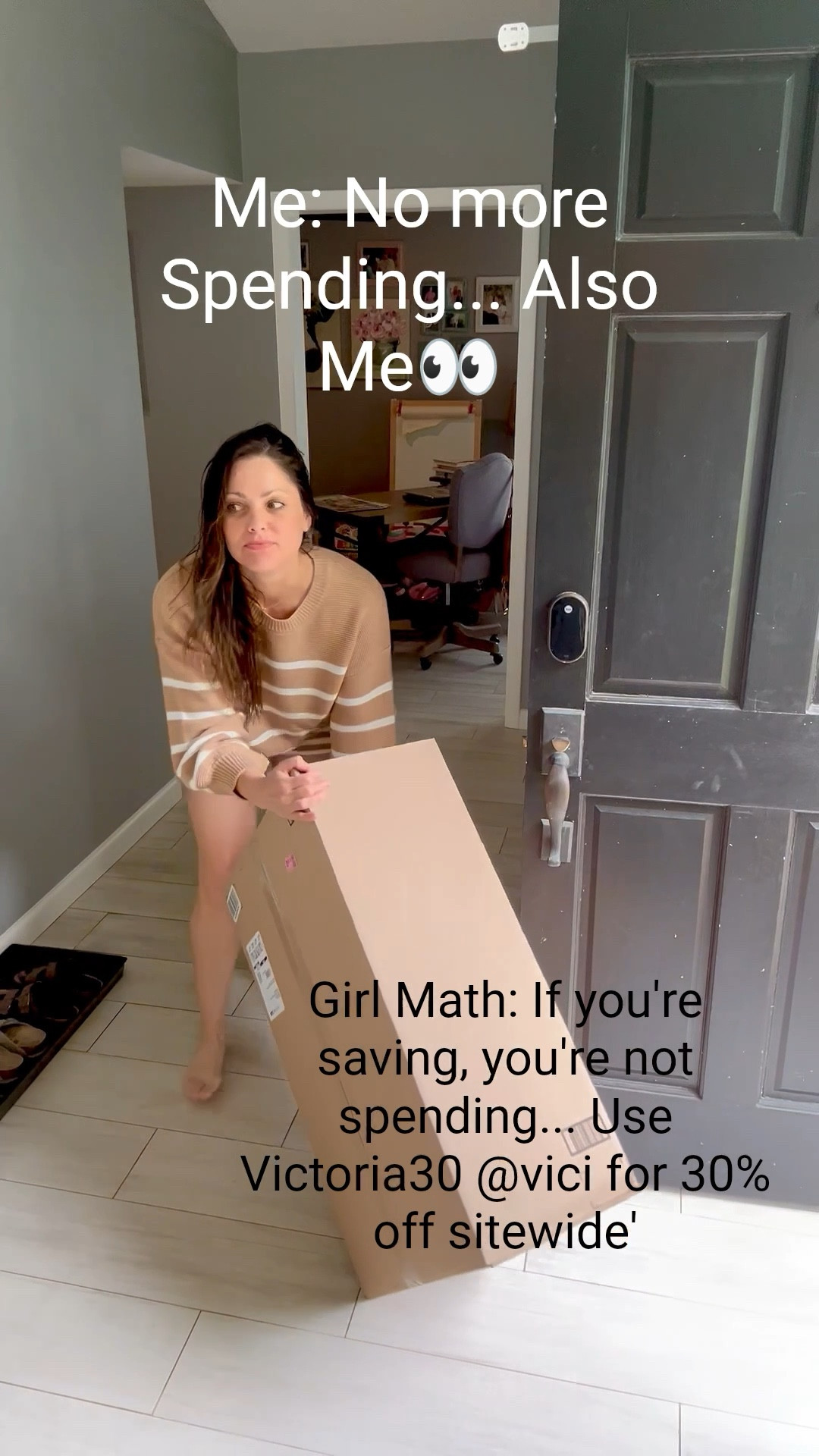 Me: “No more spending this week.”
Also me: sneaks in an Amazon package like a neutral-toned ninja.
.
Wearing the Keep Polished Oversized Crop Sweater + Toffee & White High-Waisted Shorts from @vici in medium —because if you’re gonna get caught, you might as well be cute doing it.
‼️Don't forget to use VICTORIAC30 for 30% off sitewide—live through the year! 
.
Sharing the real, funny, stylish side of mom life—one Amazon package at a time.
Follow for daily laughs, comfy cute looks, and all the honest mom moments.
.
#amazonfinds #funnyreels #relatablepost #vici #momstyle

#LTKFindsUnder100 #LTKActive #LTKOver40