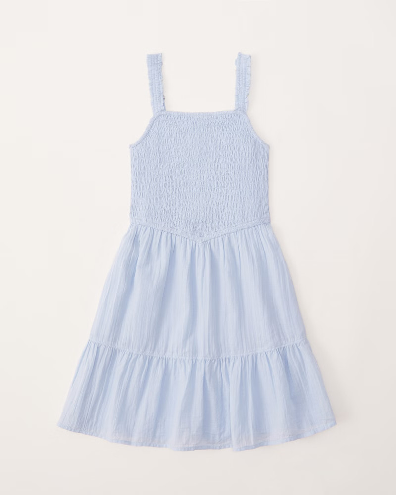 smocked gauzy dress | Abercrombie & Fitch (US)