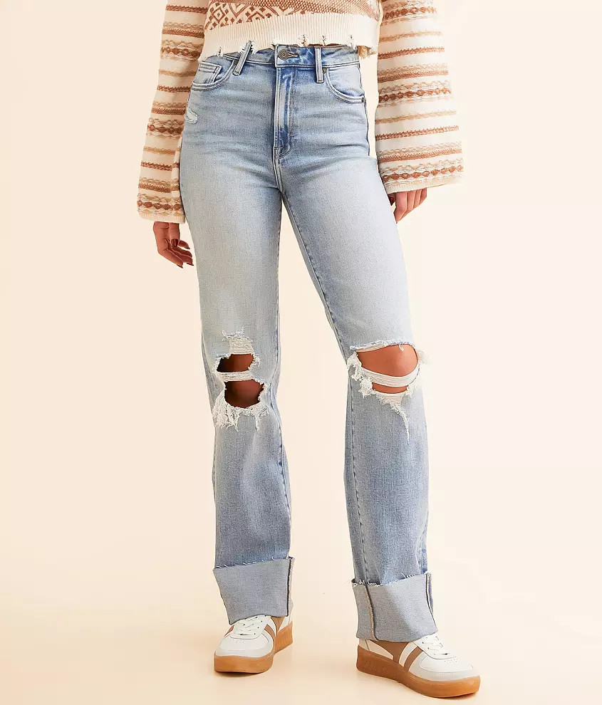Ella Wide Straight Stretch Cuffed Jean | Buckle