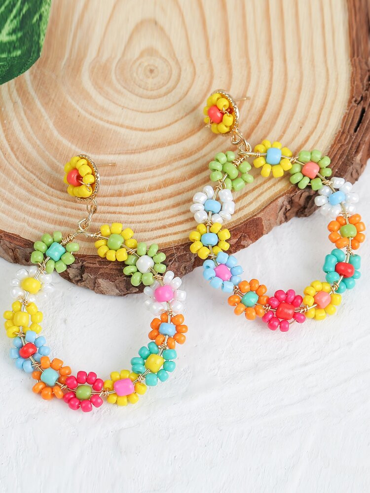 Random Color Beaded Flower Decor Drop Earrings
       
              
              $1.26  
     ... | SHEIN