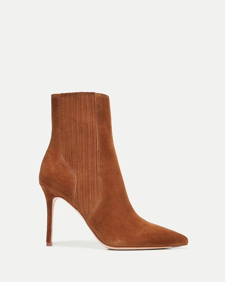 Lisa Stiletto Mid-Heel Ankle Boot in Chestnut | Veronica Beard | Veronica Beard