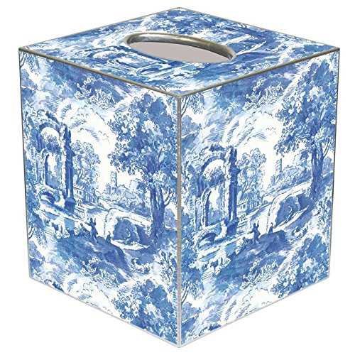 Blue Italian Toile Paper Mache Tissue Box Cover | Amazon (US)