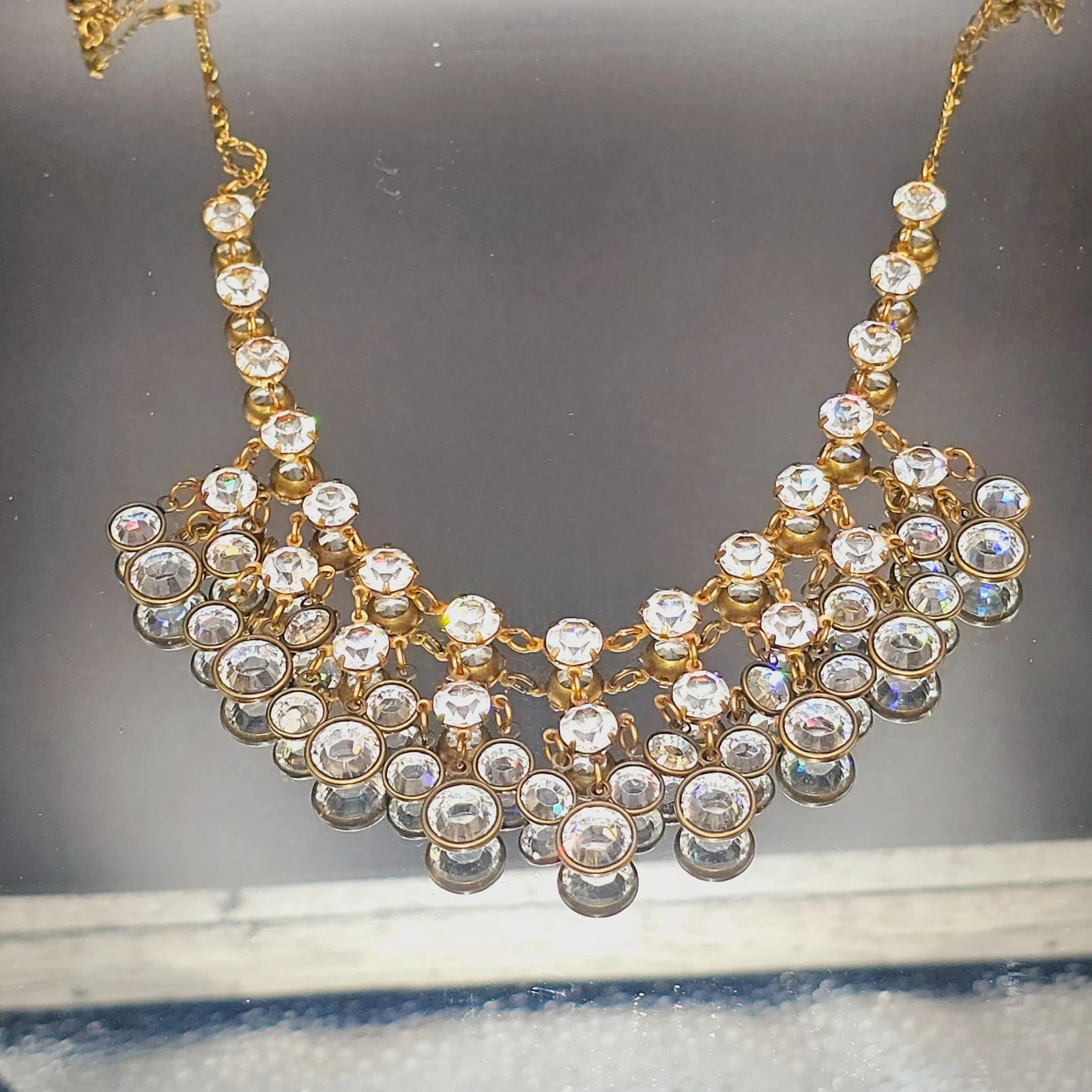 Anne Koplik Gold-Tone Vintage Inspired Crystal Dangle Bib Statement Necklace | eBay US