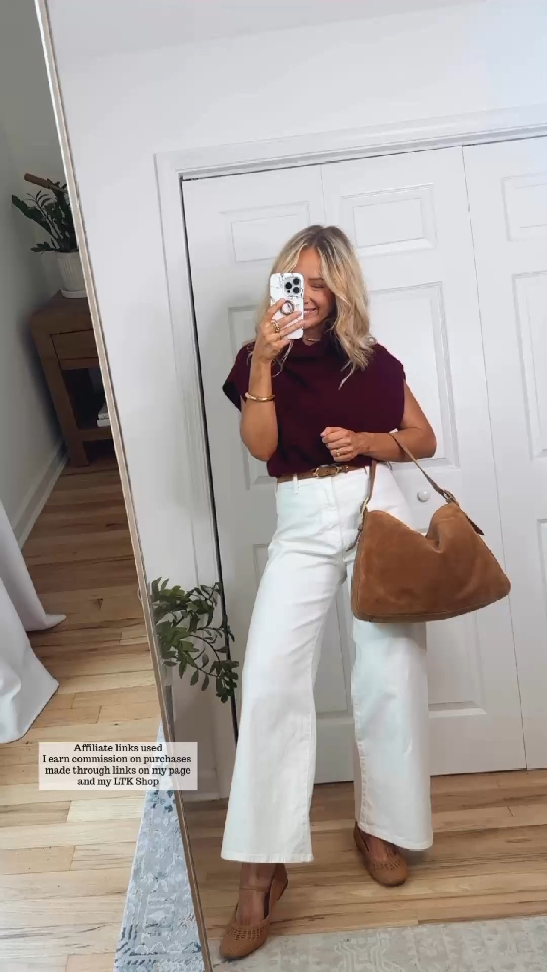 Early fall outfits

Burgundy short sleeve sweater, Target white jeans 