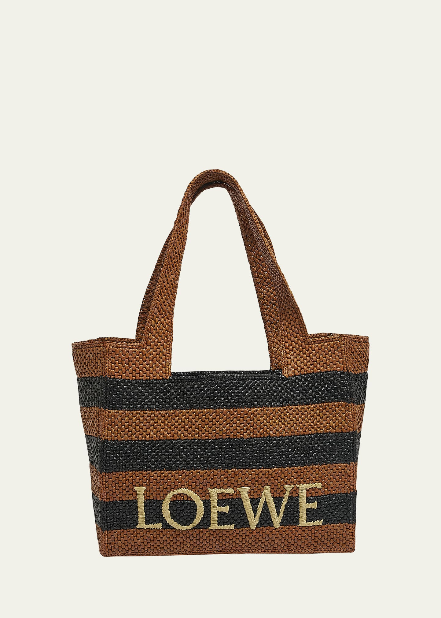 Loewe Logo Medium Tote Bag in Striped Raffia | Bergdorf Goodman