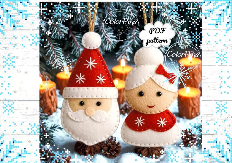 Felt Santa,Mrs.Claus.PDF pattern. Create a cute,simple felt toy using basic sewing techniques. Pe... | Etsy (US)